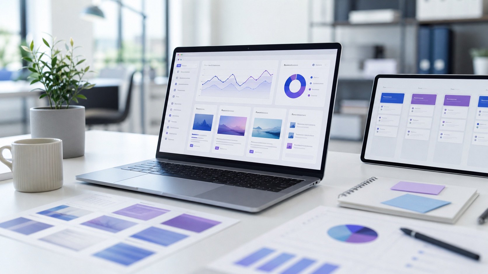 Vista editorial de un flujo de contenido, catalogo y analitica